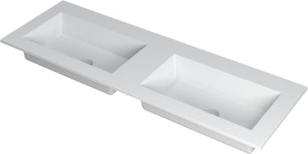 INK Kraft wastafel - 140x45x1cm - 2 wasbakken - 0 kraangaten - wit mat