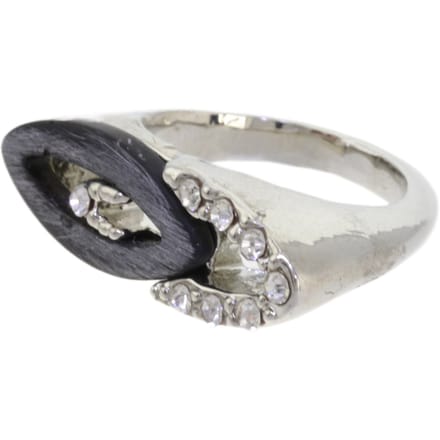 Behave – ring – Zwart – Zilverkleur – Asymmetrisch design – Kristalaccenten