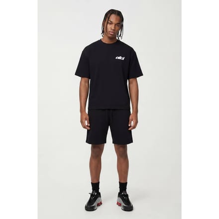 Oversized Boxy Ofcl T-shirt & Verlengd Trekkoord Baggy Short Set | Black | Size Medium