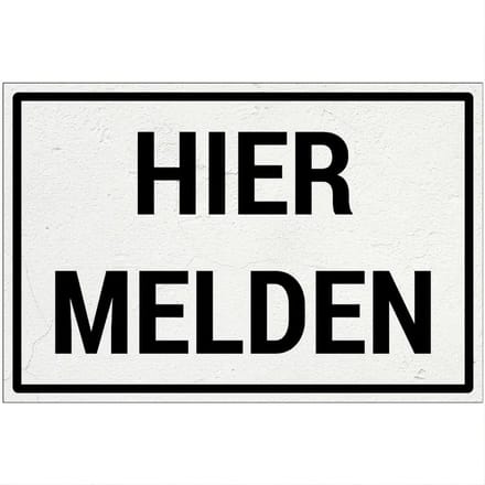 Hier melden bord | Forex Re materiaal | 18 x 12 cm