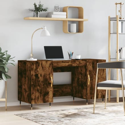 vidaXL - Bureau - 140x50x75 - cm - bewerkt - hout - gerookt - eikenkleurig