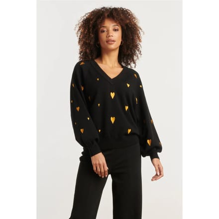 Smashed Lemon Haartjes knit top zwart met goud |