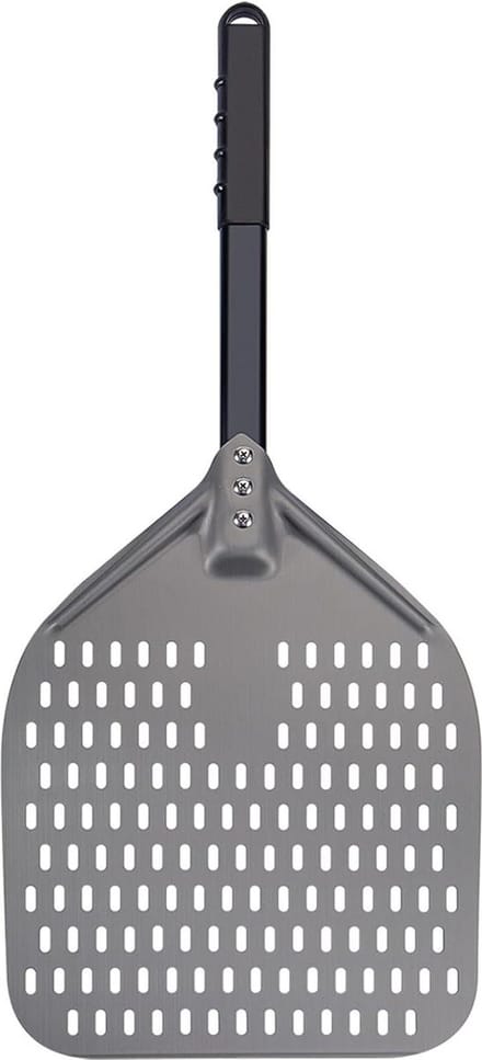 Pizzaschep Geperforeerd - Hard Geanodiseerd Aluminium - Afneembare Handgreep - Compacte Opslag - 12x14 inch