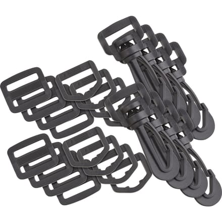 VBS Tas accessoires set "Karabijnhaak, D-ring en Ladder Gesp", 30 stuks - 20 mm