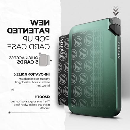 Slimme Pop-Up Kaartenhouder met RFID Bescherming - Geschikt voor 5 Kaarten, Donkergroen Design