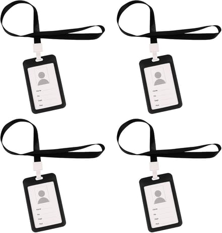 4x Verticale ID Kaarthouder met Lanyard - Verschuifbare Beschermhoes voor Pasjes en Werkpas
