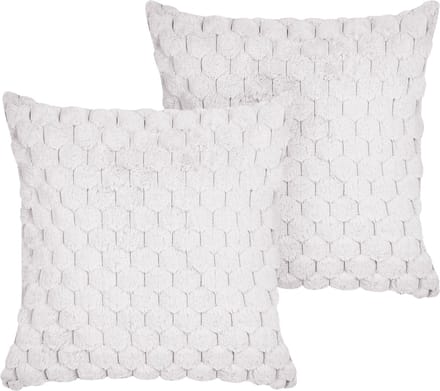PURSLANE - Set van 2 kussens - Gebroken wit - 43 x 43 cm - Nepbont