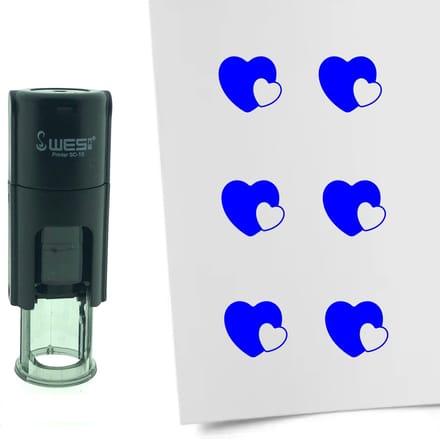 CombiCraft Stempel Hartjes verstrengeld 10mm rond - Blauwe inkt