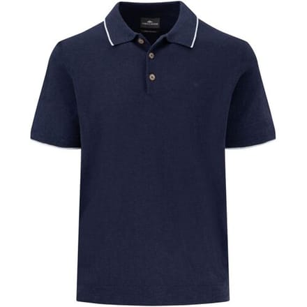 Fynch-Hatton Polo Cotton Linnen Uni Color Subtle Contrast Navy / male