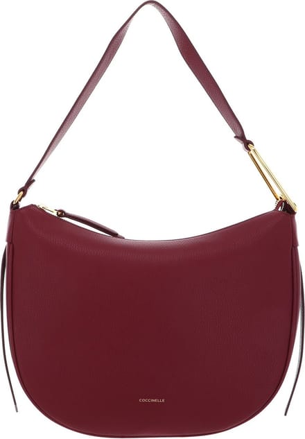 COCCINELLE Leren Schoudertas Coccinelle Priscilla Handbag Grained Leather Garnet Red Wijnrood