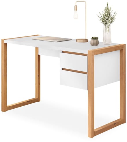 Bureau BELINDA met twee lades – Wit/eiken