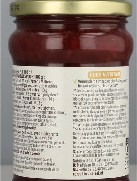 Céréal Jam Aardbeien - 4 x 320 gr - Voordeelverpakking