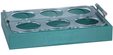 Marine Business Waves kunstleren turquoise Glazenhouder maat L