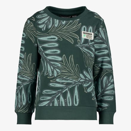 Unsigned jongens sweater met bladerenprint groen - Maat 92