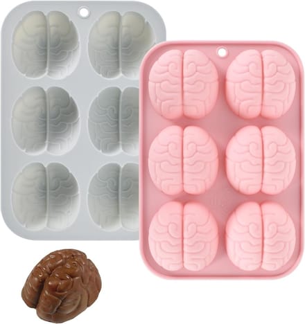 Mini Siliconen Mold voor Halloween - 2 Stuks 3D Hersenvorm voor Pudding, Taart en Chocolade Creaties