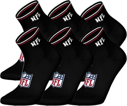 NFL SHIELD Quarter Socks - 6-pack - Zwart - Maat 35/38