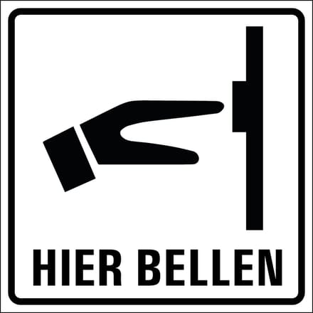 Hier bellen sticker 50 x 50 mm - 10 stuks per kaart