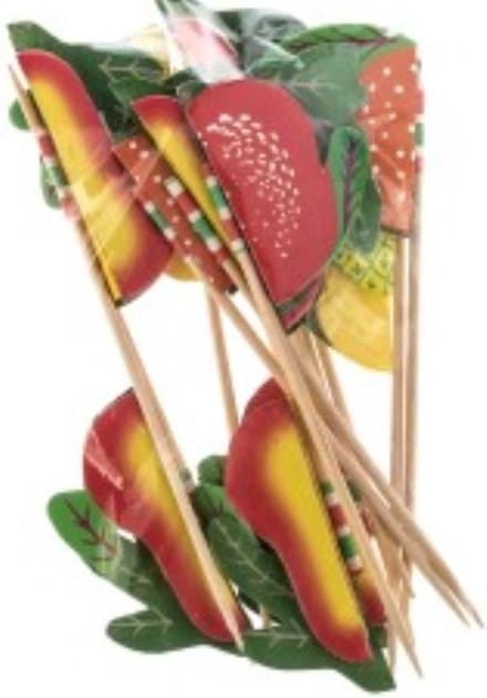 Cocktail prikker met fruit figuur 12 stuks