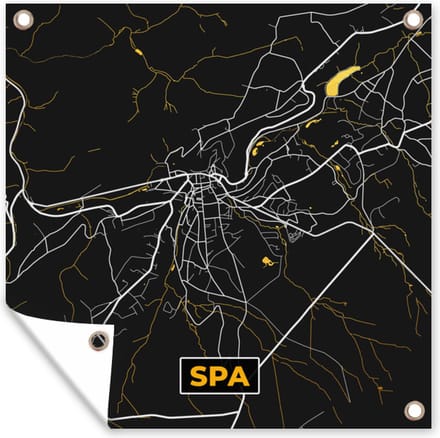 Tuindoek Kaart - Spa - Plattegrond - Goud - Stadskaart - 100x100 cm