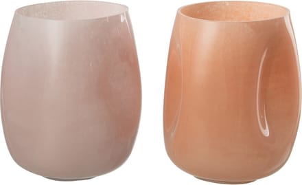 J-Line vaas Bult - glas - roze/oranje - small - 2 stuks - 16.5 cm hoog
