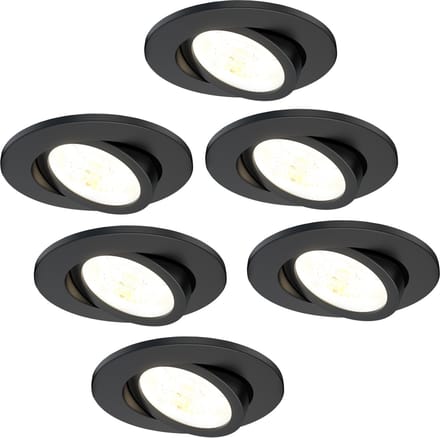 Ledvion - 6X LED Inbouwspot - Zwart - Dimbaar - 7W - IP65 - CCT - COB - Ø90mm