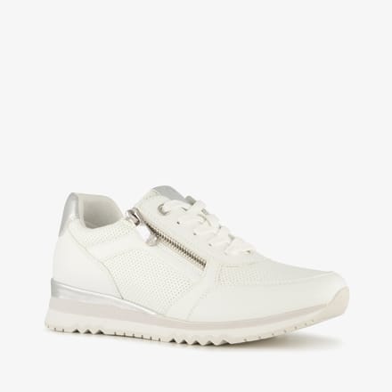 Marco Tozzi dames sneakers met rits en veter wit - Maat 38 - Uitneembare zool