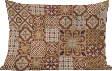 Buitenkussens - Tuin - Bloemen - Figuren - Vintage - Bruin - Design - 50x30 cm
