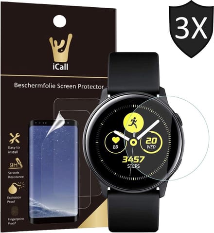 Screenprotector geschikt voor Samsung Galaxy Watch Active - Crystal Clear Volledig Screen Protector - 3 Stuks