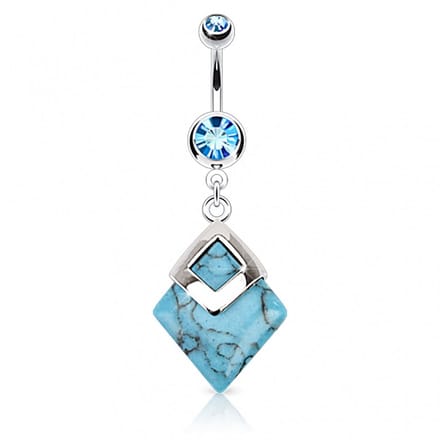 Navelpiercing half edelsteen hanger - Turquoise - LMPiercings