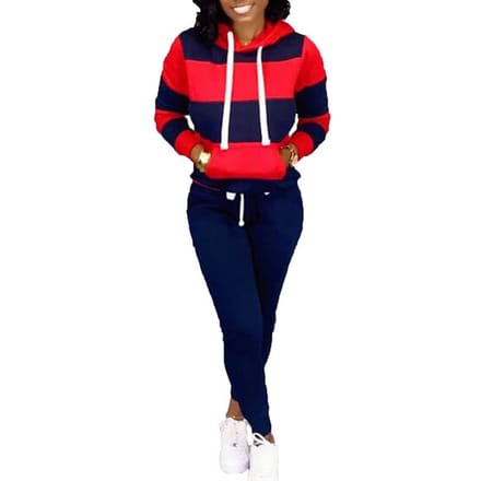 Trendy tweedelige set dames herfst trainingspak elastische taille pullover dames hoodie broek sets M blue
