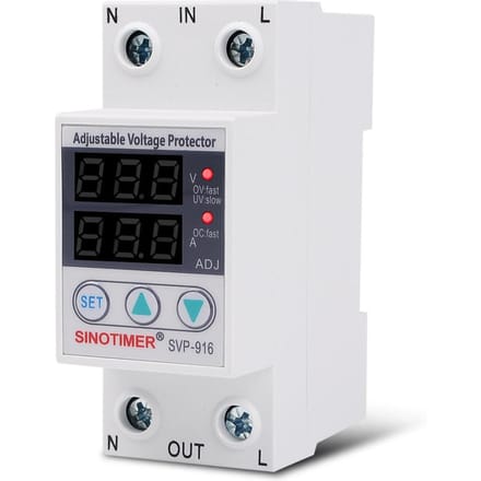 Multifunctionele instelbare spanningslimietstroombeveiliging Zelfherstellende schakelaar Dubbel display 220V 63A veelkleurig