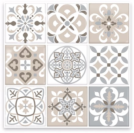 24Supply Plaktegels - 10 Stuks - Glans - Patchwork - Beige - 30.5x30.5cm