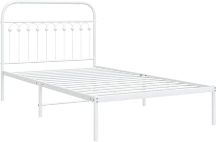 Stevig Houten Eenpersoons Bedframe met Hoofdbord Wit 107x203 cm