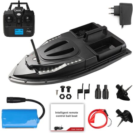 Visaasboot 500 m Afstandsbediening Voerboot Dubbele motor Fishfinder 1,5 kg Laadondersteuning EU Plug zwart