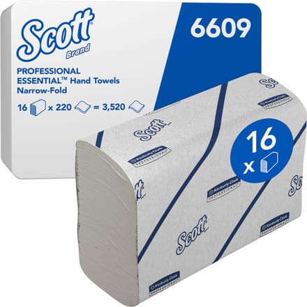 Handdoek Scott i-vouw 2-laags 212x186mm 16x220stuks wit 6609