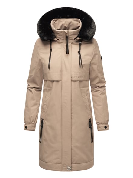Navahoo Kaltwetterretter dames winterparka met imitatiebontkraag