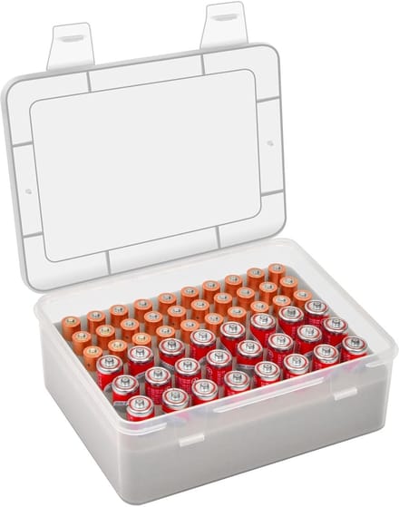 Batterij Organizer - Opslag Houder - Accu Sortering - Spons Interieur - 24 AA 30 AAA - Wit