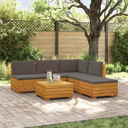vidaXL - 6 - st - Buiten - bank - set - Massief - Acacia - Hout - Bruin