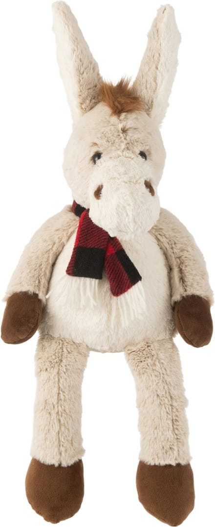 J-Line knuffel Ezel + Sjaal - polyester - beige/bruin - large