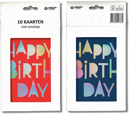 MGPcards - 20x dubbele wenskaart met witte envelop - Verjaardag - 11.5 x 17 cm