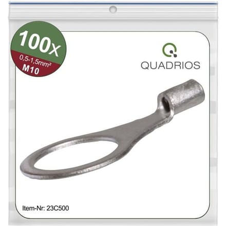 Quadrios 23C500 Ringkabelschoen Dwarsdoorsnede (max.): 1.5 mm² Schachtdiameter: 10.5 mm Ongeïsoleerd 100 stuk(s)