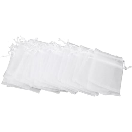 100 stuks Kleine Gaaszakjes met Trekkoord Doorzichtige Organzazakjes voor Snoep Bruiloft Sieraden Wit white