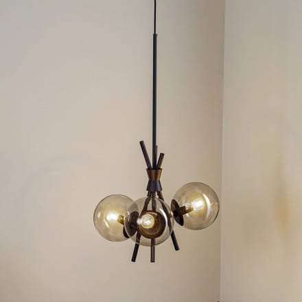 Lucande - hanglamp - 3lichts - Glas, ijzer - H: 18 cm - E14 - rookgrijs, zwart