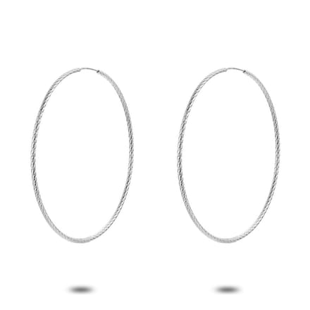 Twice As Nice Oorbellen in zilver, gebeiteld, 38 mm