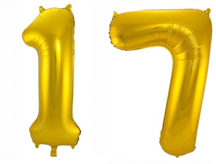 Folieballon 17 jaar - Goud - 86 cm