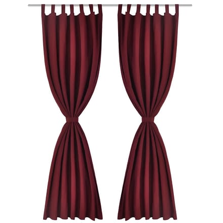 vidaXL - Micro-Satijnen - Gordijnen - met - Ringen - 140 - x - 175 - cm - 2 - stuks - (Wijnrood)