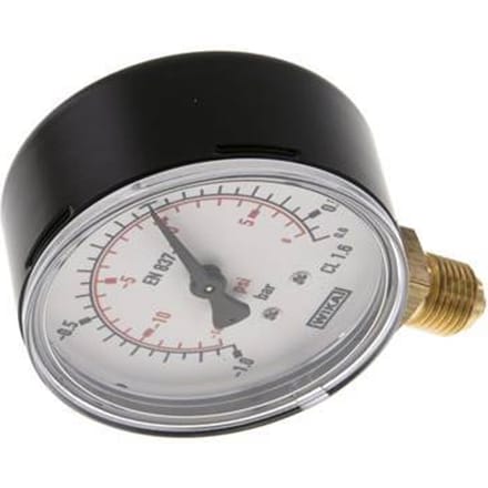 '-1..0.6 Bar Manometer Onderaansluiting Staal/Messing 63 mm Klasse 1.6