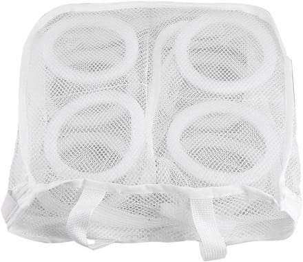 Waszak met rits - Opbergnet - Kleding beschermen - Ademend nylon - 26 x 25 cm - Wit