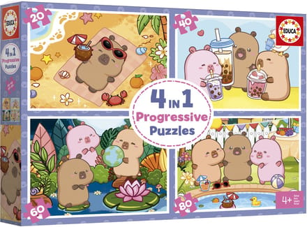 Educa puzzelset Capyfun - 4 legpuzzels voor kinderen - karton.