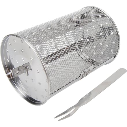Rollende Grillmand RVS BBQ Rollende Mand Vork Gaas Cilinder Grillmand voor gray